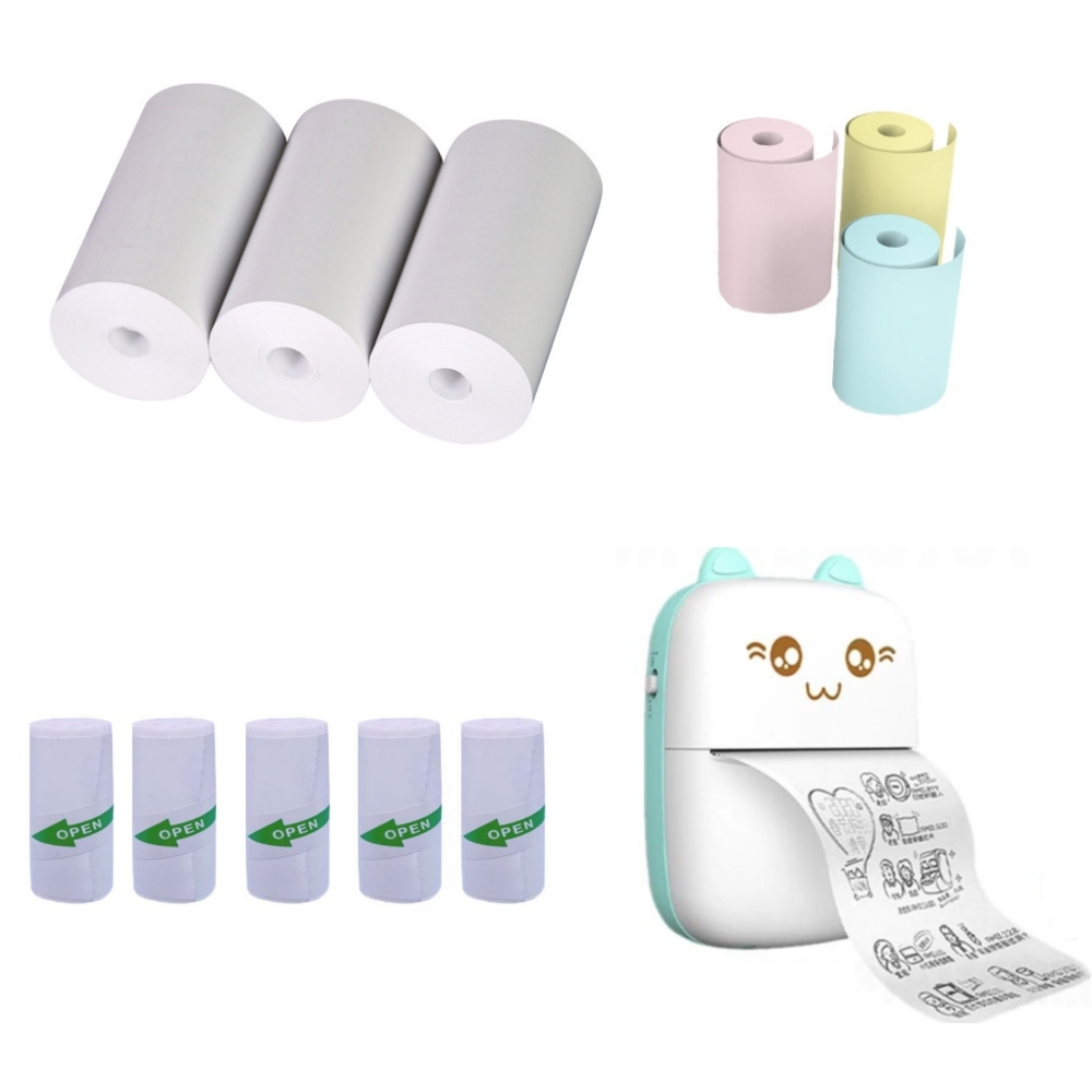 Mini Pocket Thermal Printer Paper Roll - 57x25MM Thermopapier Aufkleberpapier Etikettenpapier Fotopapier Farbpapier