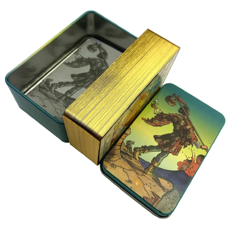 Tarot Deck With Guidebook - Metallbox, vergoldete Edition, Back Rider Tarot-Kartendeck