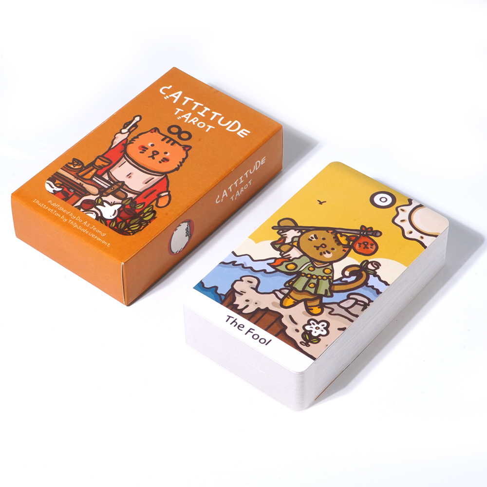 Tarot Deck With Guidebook - Cattitude Tarotkarten Reiseführer süße Katze Kartenspiel