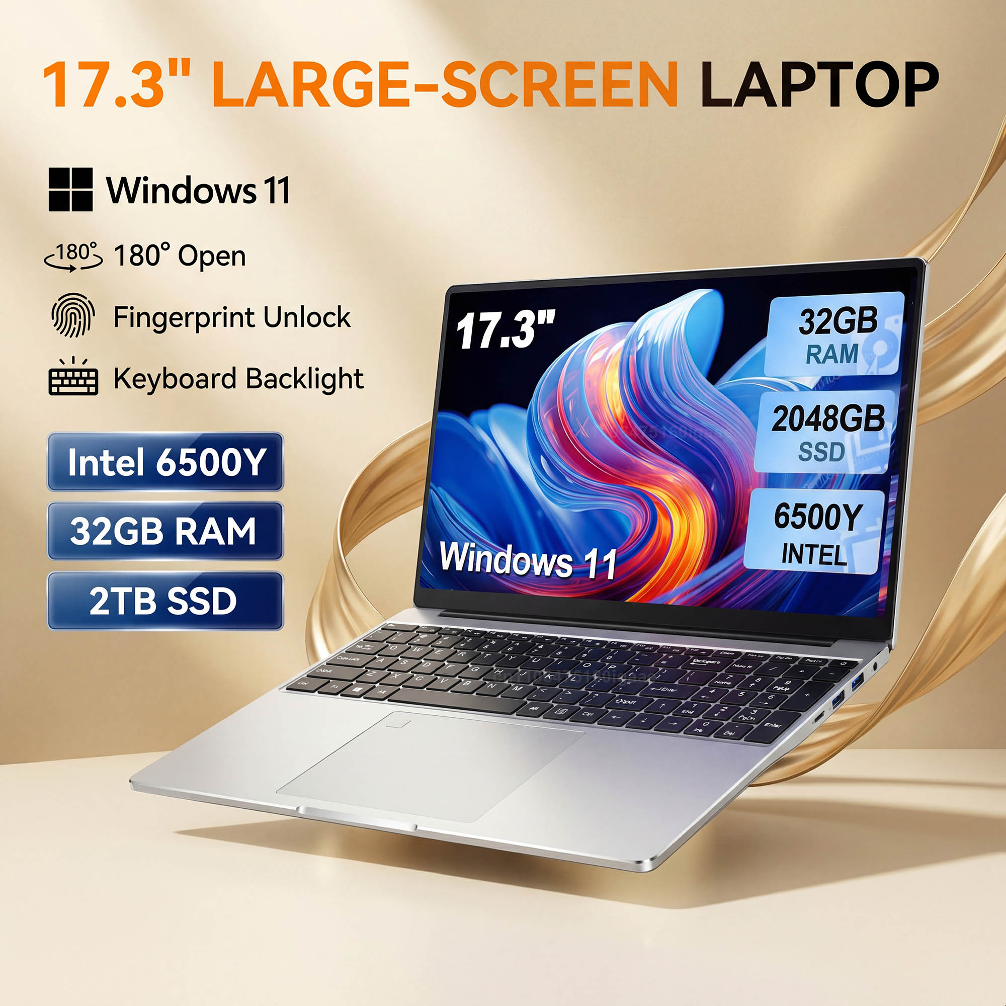 Books - HOT 17,3-Zoll-Laptop mit großem Bildschirm, Intel