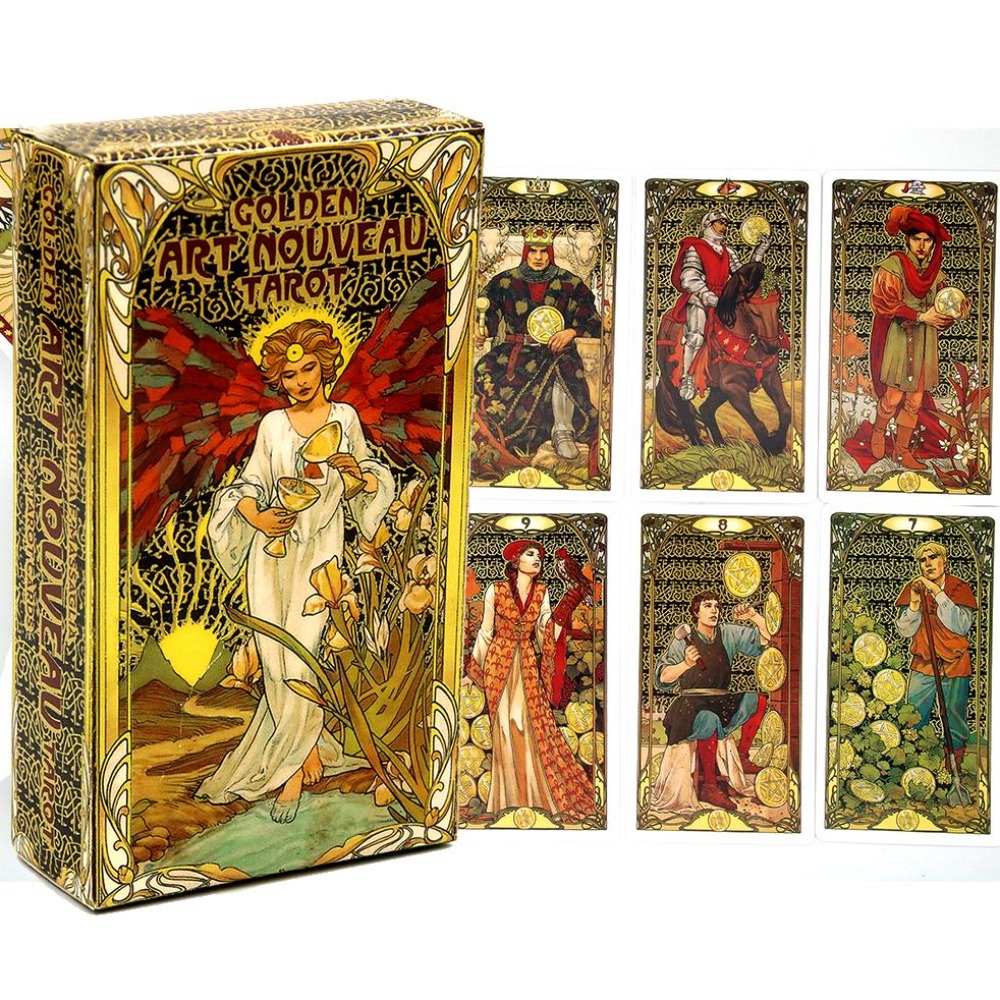 Tarot Deck With Guidebook - 10,3*6cm Golden Art Nouveau Tarot-Deck, 78