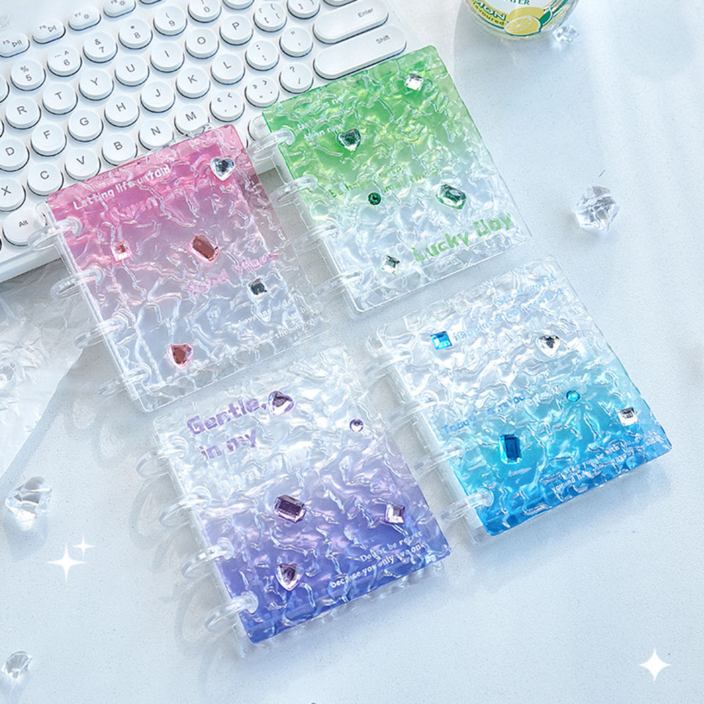 Kpop Photo Card Binder 3 Inch - Acryl-Fotokartenbinder mit Farbverlauf und Wasserwellen-Effekt, abnehmbarer