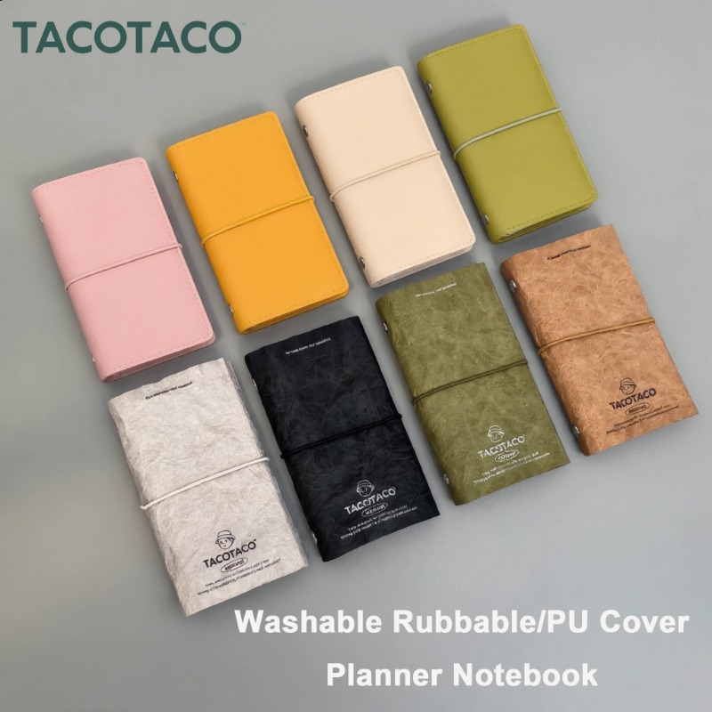 Vintage Leather Journal Notebook - TACOTACO Waschbarer/PU-Einband Notizbuch A7 Slim 6-Ring-Ordner