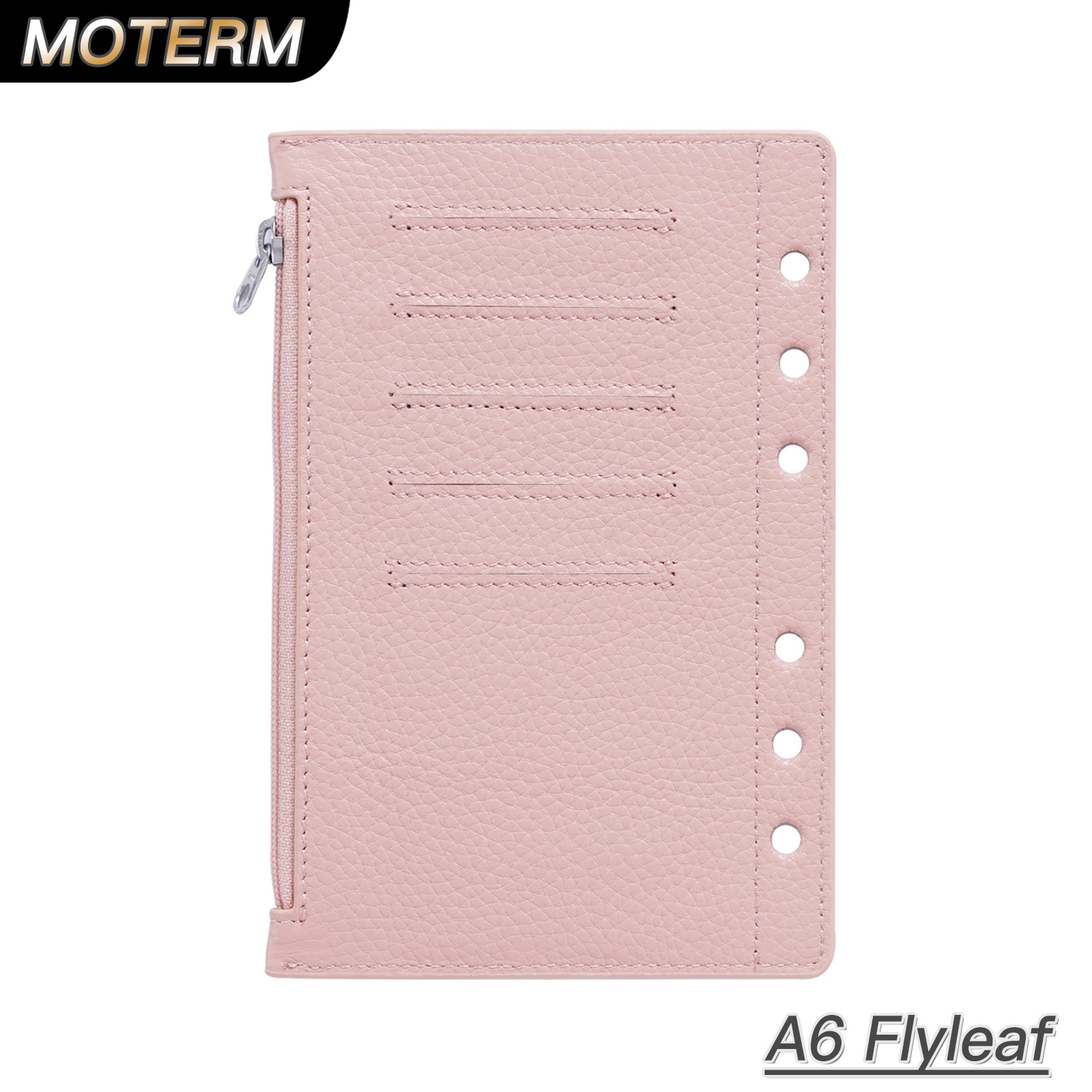 Vintage Leather Journal Notebook - Moterm Zipper Flyleaf für A6 Größe